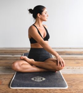 Model doing yoga