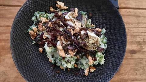 geitenkaas op boerenstamppot dinnerly recepten