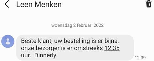 sms vervoerder dinnerly review