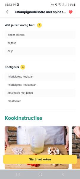 Marley Spoon app benodigdheden