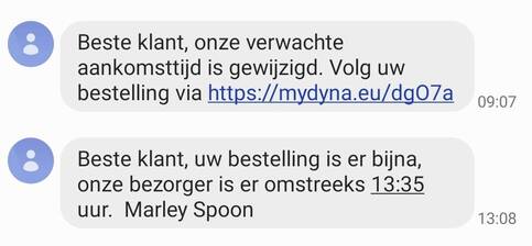 marley spoon sms bericht bezorging