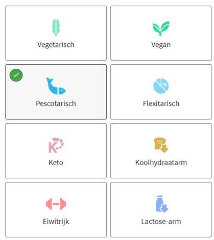 green chef menuvoorkeuren